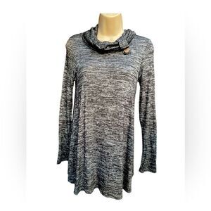 Twenty second Charcoal Grey Heathered Sequin Elbow Patch turtleneck sweater